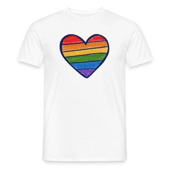 Regenbogenstolzherz - Männer T-Shirt - Weiß - Vorne - AI Model Male 178 dark (178cm)