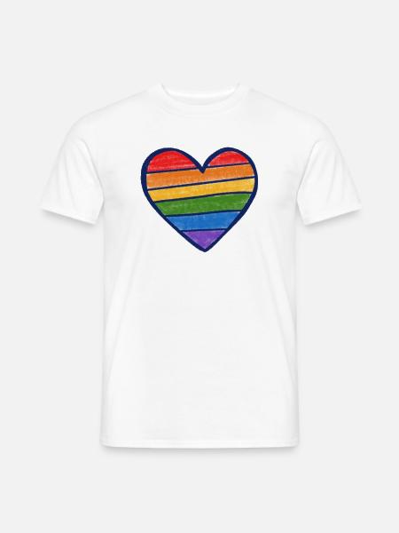 Regenbogenstolzherz - Männer T-Shirt - Weiß