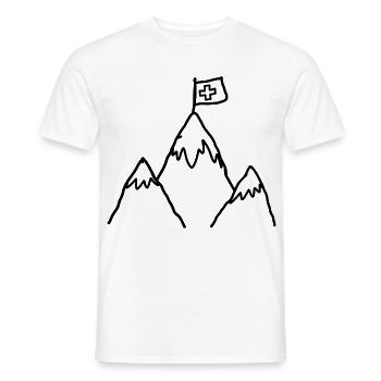 Schweizer Alpen mit Flagge im Kinderstil - Männer T-Shirt - Weiß - Vorne - AI Model Male 178 dark (178cm)