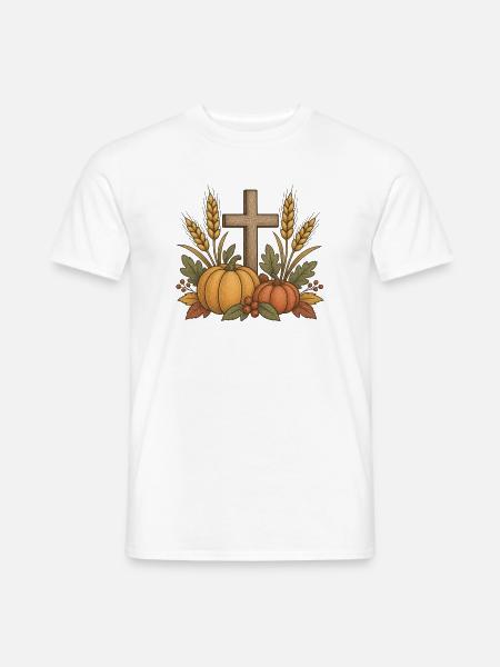 Herbsternte Kreuz Motiv - Männer T-Shirt - Weiß