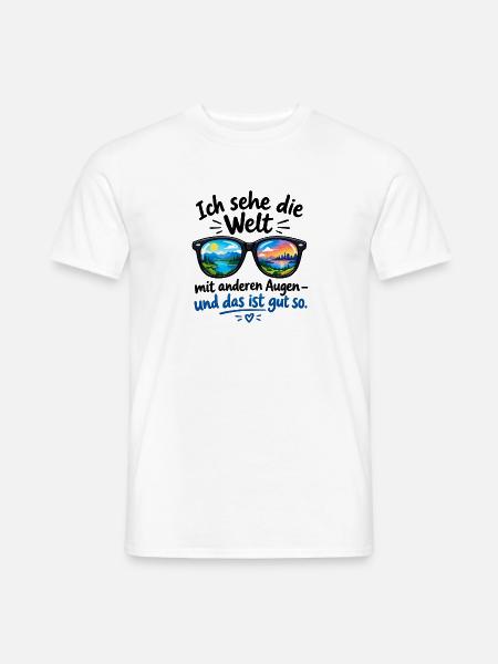 Weltblick in Sonnenbrille - Männer T-Shirt - Weiß