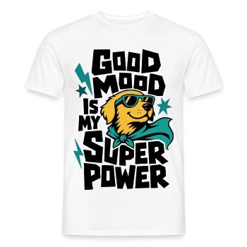 Hund als Superheld – Good Mood Is My Super Power - Männer T-Shirt - Weiß - Vorne - AI Model Male 178 dark (178cm)
