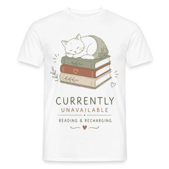 Schlafender Kater auf Büchern - Männer T-Shirt - Weiß - Vorne - AI Model Male 178 dark (178cm)