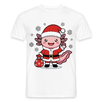 Süße Kawaii Axolotl Santa Weihnachtsgeschenktüte - Männer T-Shirt - Weiß - Vorne - AI Model Male 178 dark (178cm)