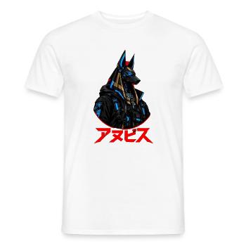 Cyberpunk Anubis Japanische rote Sonne Streetwear - Männer T-Shirt - Weiß - Vorne - AI Model Male 178 dark (178cm)