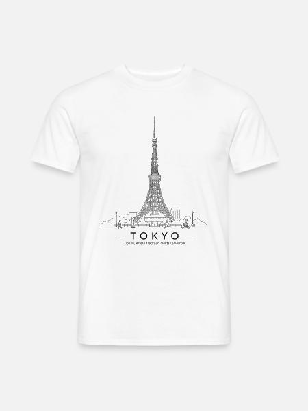 Tokyo Tower Line Art - Männer T-Shirt - Weiß