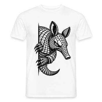 Gürteltier – Halbes Schwarz Weiß Porträt - Männer T-Shirt - Weiß - Vorne - AI Model Male 178 dark (178cm)