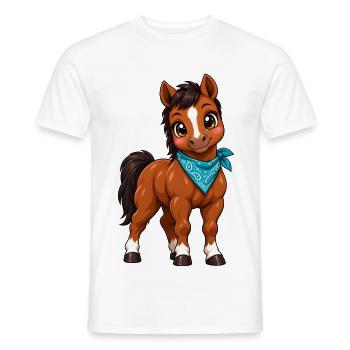 Kawaii Quarter Horse – Süßes Westernpferd - Männer T-Shirt - Weiß - Vorne - AI Model Male 178 dark (178cm)