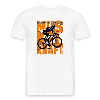 Mein Motor Muskelkraft - Rennrad Motiv - Männer T-Shirt - Weiß - Vorne - AI Model Male 178 dark (178cm)