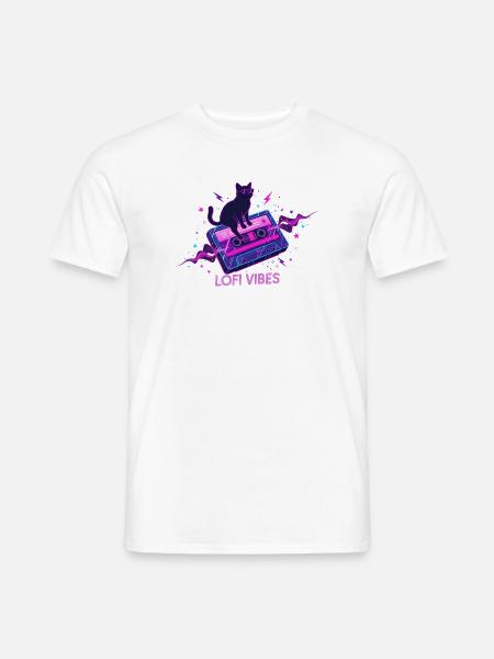 Lofi Vibes Cool Cat Kassette - Männer T-Shirt - Weiß