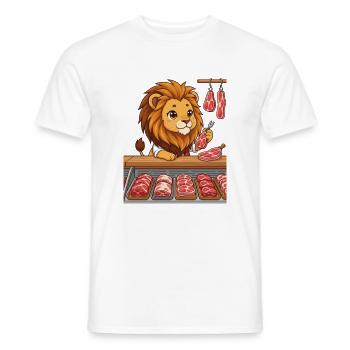Löwe in der Fleischerei Metzger Chibi Design - Männer T-Shirt - Weiß - Vorne - AI Model Male 178 dark (178cm)