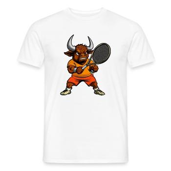 Stier Tennisspieler - Männer T-Shirt - Weiß - Vorne - AI Model Male 178 dark (178cm)