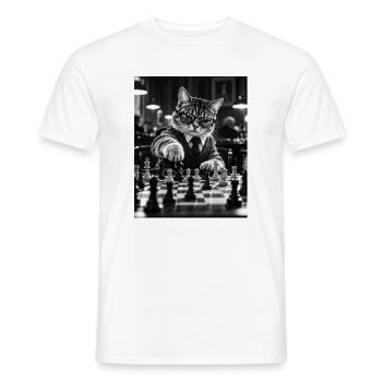 Katze Schachspieler Retro Design - Männer T-Shirt - Weiß - Vorne - AI Model Male 178 dark (178cm)