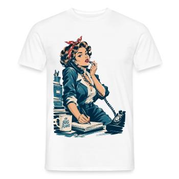 Vintage Geschäftsfrau im 50er Look - Männer T-Shirt - Weiß - Vorne - AI Model Male 178 dark (178cm)