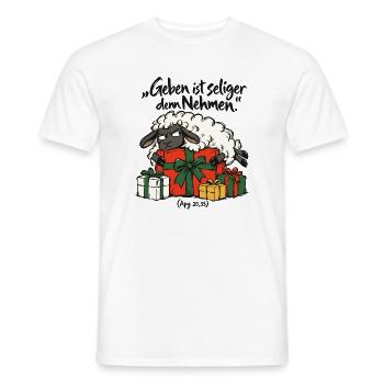 Weihnachtsschaf Geben ist seliger denn Nehmen - Männer T-Shirt - Weiß - Vorne - AI Model Male 178 dark (178cm)