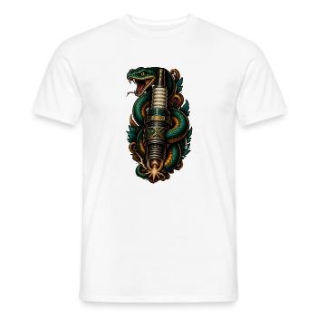 Zündkerze Schlange Tattoo Neo Traditional T-Shirt - Männer T-Shirt - Weiß - Vorne - AI Model Male 178 dark (178cm)