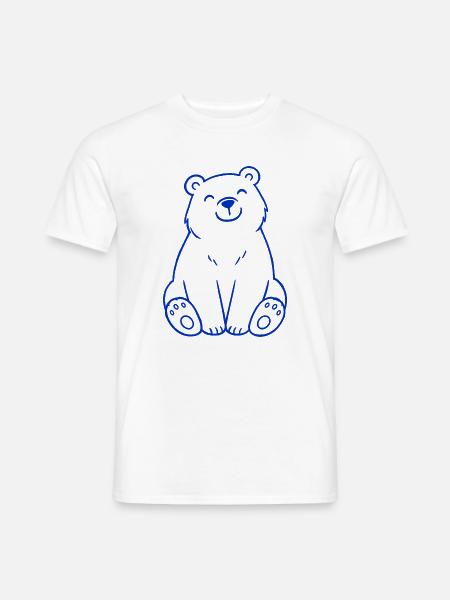 Blauer Bär Linienbild - Männer T-Shirt - Weiß