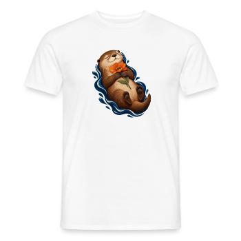 Kontemplativer Otter mit Orangenblume - Männer T-Shirt - Weiß - Vorne - AI Model Male 178 dark (178cm)