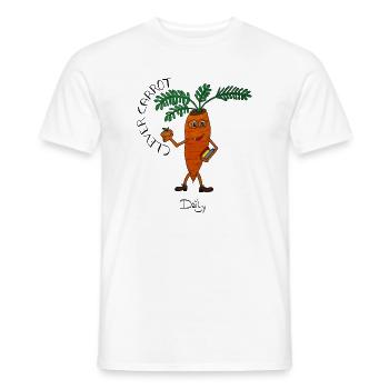 CleverCarrot – schlaue Karotte mit Büchern - Männer T-Shirt - Weiß - Vorne - AI Model Male 178 dark (178cm)