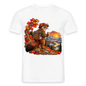 Marder auf Herbstwanderung – Natur und Outdoor - Männer T-Shirt - Weiß - Vorne - AI Model Male 178 dark (178cm)