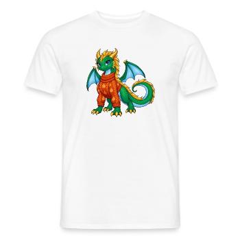 Süßes grünes Drachenmädchen im Herbstpullover - Männer T-Shirt - Weiß - Vorne - AI Model Male 178 dark (178cm)