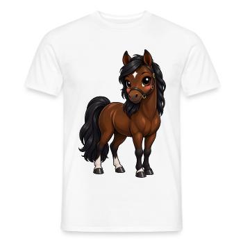 Kawaii Oldenburger – Süßes Warmblutpferd - Männer T-Shirt - Weiß - Vorne - AI Model Male 178 dark (178cm)