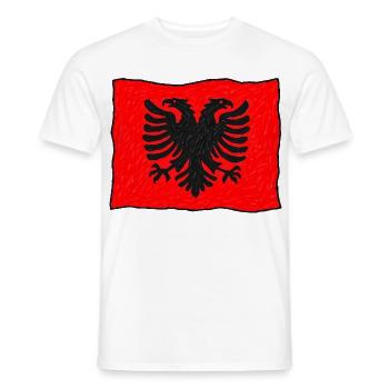 Albanische Flagge im Wind – Handgezeichnet - Männer T-Shirt - Weiß - Vorne - AI Model Male 178 dark (178cm)