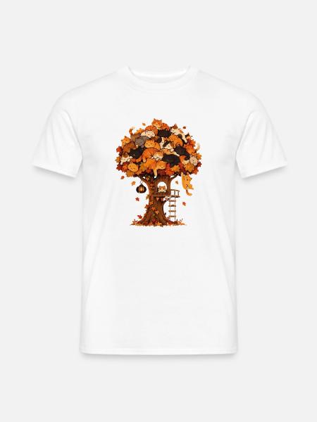 Katzenbaum Herbsttraum - Männer T-Shirt - Weiß