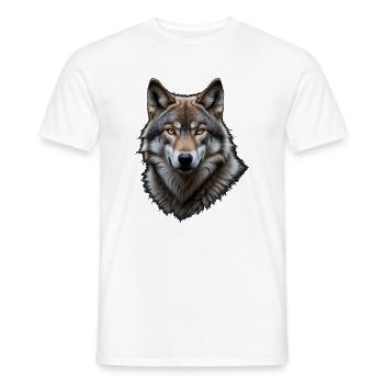 Wolfsblick im Nachtporträt - Männer T-Shirt - Weiß - Vorne - AI Model Male 178 dark (178cm)