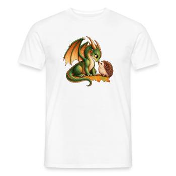 Drache & Igel – Niedlicher Nasenstups im Herbst - Männer T-Shirt - Weiß - Vorne - AI Model Male 178 dark (178cm)