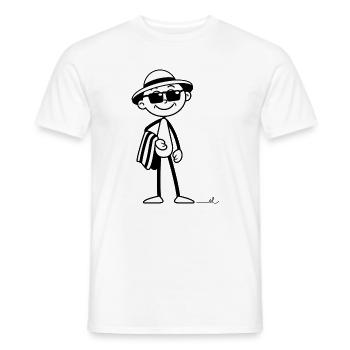 Strichel im Urlaubsmodus: Strand & Sonne warten! - Männer T-Shirt - Weiß - Vorne - AI Model Male 178 dark (178cm)