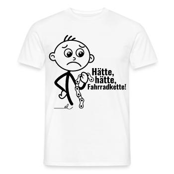 Strichel verlegen mit Fahrradkette: Hätte, hätte!! - Männer T-Shirt - Weiß - Vorne - AI Model Male 178 dark (178cm)