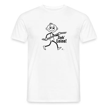 „Zieh Leine“ minimalistisches Motiv mit Strichel. - Männer T-Shirt - Weiß - Vorne - AI Model Male 178 dark (178cm)