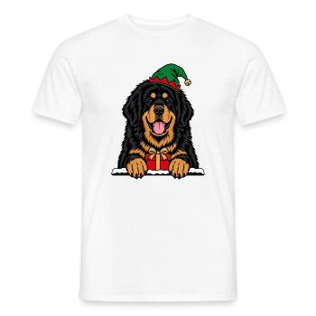 Weihnachtshund mit Geschenk - Männer T-Shirt - Weiß - Vorne - AI Model Male 178 dark (178cm)