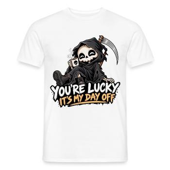 Niedlicher Sensenmann schwarzer Humor - Männer T-Shirt - Weiß - Vorne - AI Model Male 178 dark (178cm)