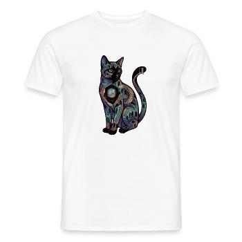 Surreale Katze mit Treppen – Optische Täuschung  - Männer T-Shirt - Weiß - Vorne - AI Model Male 178 dark (178cm)