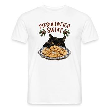 Pierogowych Świąt Polnische Weihnachtskatze Pierogi - Männer T-Shirt - Weiß - Vorne - AI Model Male 178 dark (178cm)