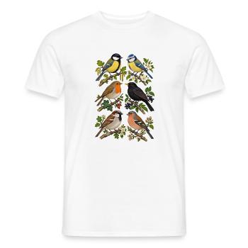 Gartenvögel auf kleinen Zweigen - Männer T-Shirt - Weiß - Vorne - AI Model Male 178 dark (178cm)