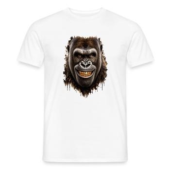 Gorilla mit goldenem Lächeln – Urbaner Stil - Männer T-Shirt - Weiß - Vorne - AI Model Male 178 dark (178cm)