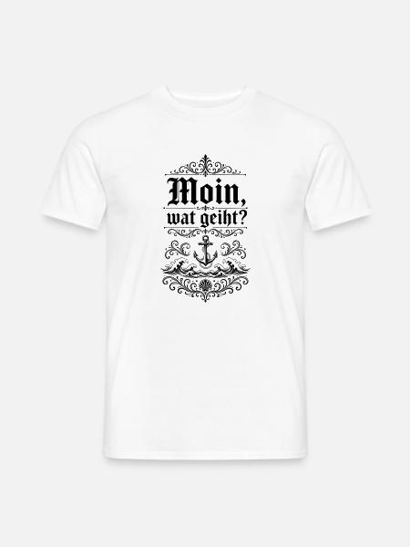 Moin, wat geiht? – Plattdeutsch Shirt - Männer T-Shirt - Weiß