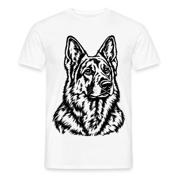 Deutscher Schäferhund – Schwarz Weiß Porträt - Männer T-Shirt - Weiß - Vorne - AI Model Male 178 dark (178cm)