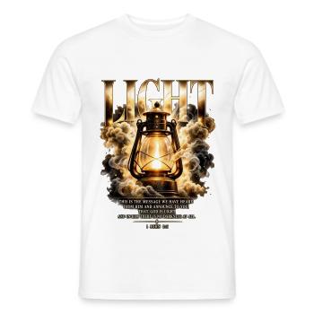 Light – Gott ist Licht Bibelvers 1 Johannes 1:5 - Männer T-Shirt - Weiß - Vorne - AI Model Male 178 dark (178cm)