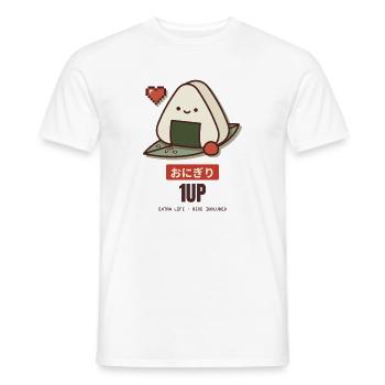Onigiri 1UP Extra Life Pixel Heart Kawaii - Männer T-Shirt - Weiß - Vorne - AI Model Male 178 dark (178cm)