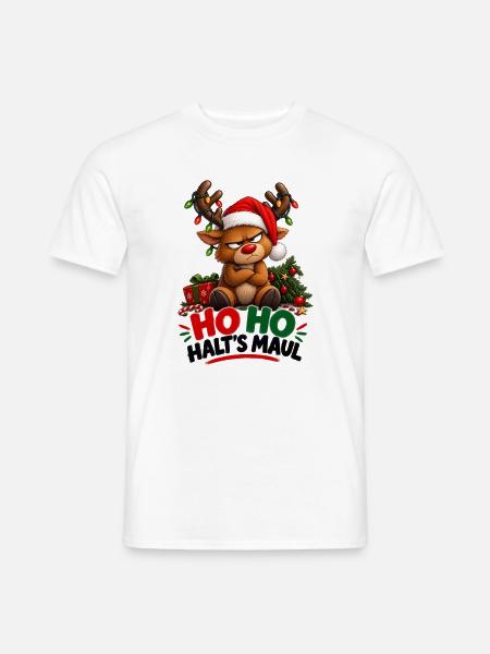 Grimmiges  Rentier - Männer T-Shirt - Weiß