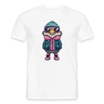 Eule mit Winterjacke und Sonnenbrille - Männer T-Shirt - Weiß - Vorne - AI Model Male 178 dark (178cm)