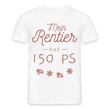 Mein Rentier hat 150 PS - Männer T-Shirt - Weiß - Vorne - AI Model Male 178 dark (178cm)