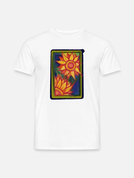 Sonnenblumen-Burst-Rahmen - Männer T-Shirt - Weiß