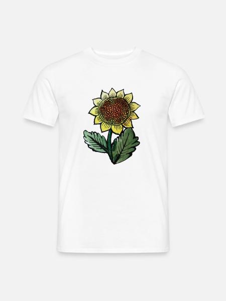 Sonnenblumen-Skizze-Botanischer Tee - Männer T-Shirt - Weiß