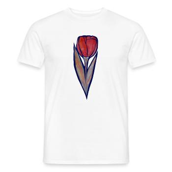 Kobalt-umrandete Aquarelltulpe - Männer T-Shirt - Weiß - Vorne - AI Model Male 178 dark (178cm)