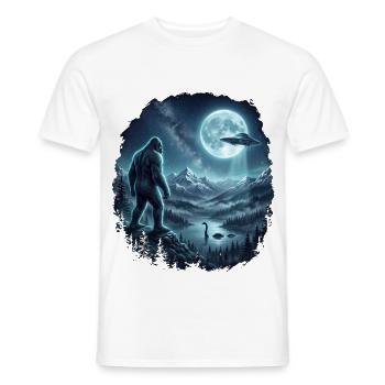 Bigfoot Alien UFO Loch Ness Weltraum Szene Kryptid - Männer T-Shirt - Weiß - Vorne - AI Model Male 178 dark (178cm)